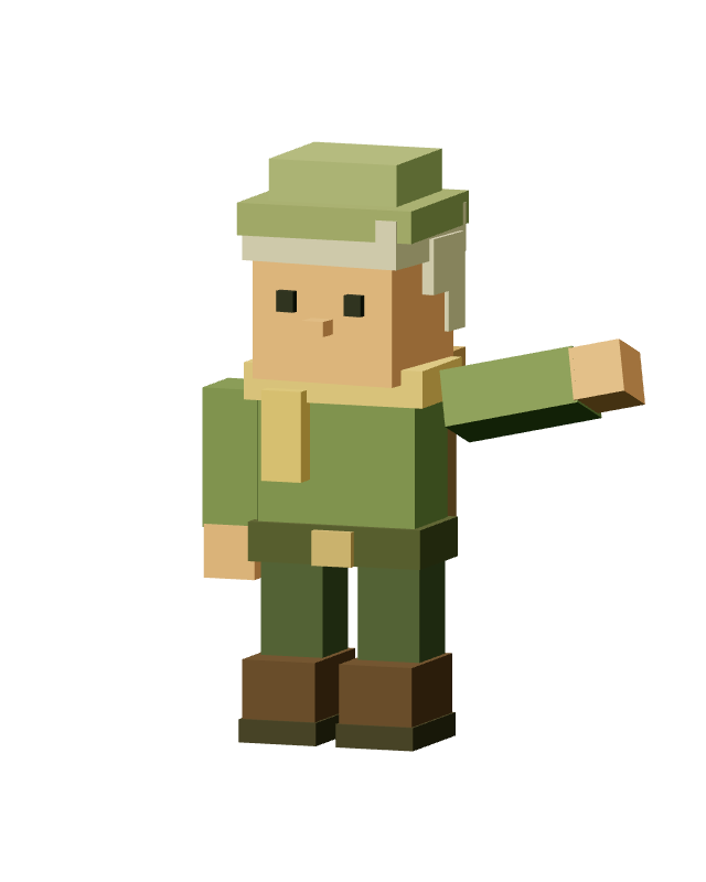 Pip, the friendly town guide, waving hello
